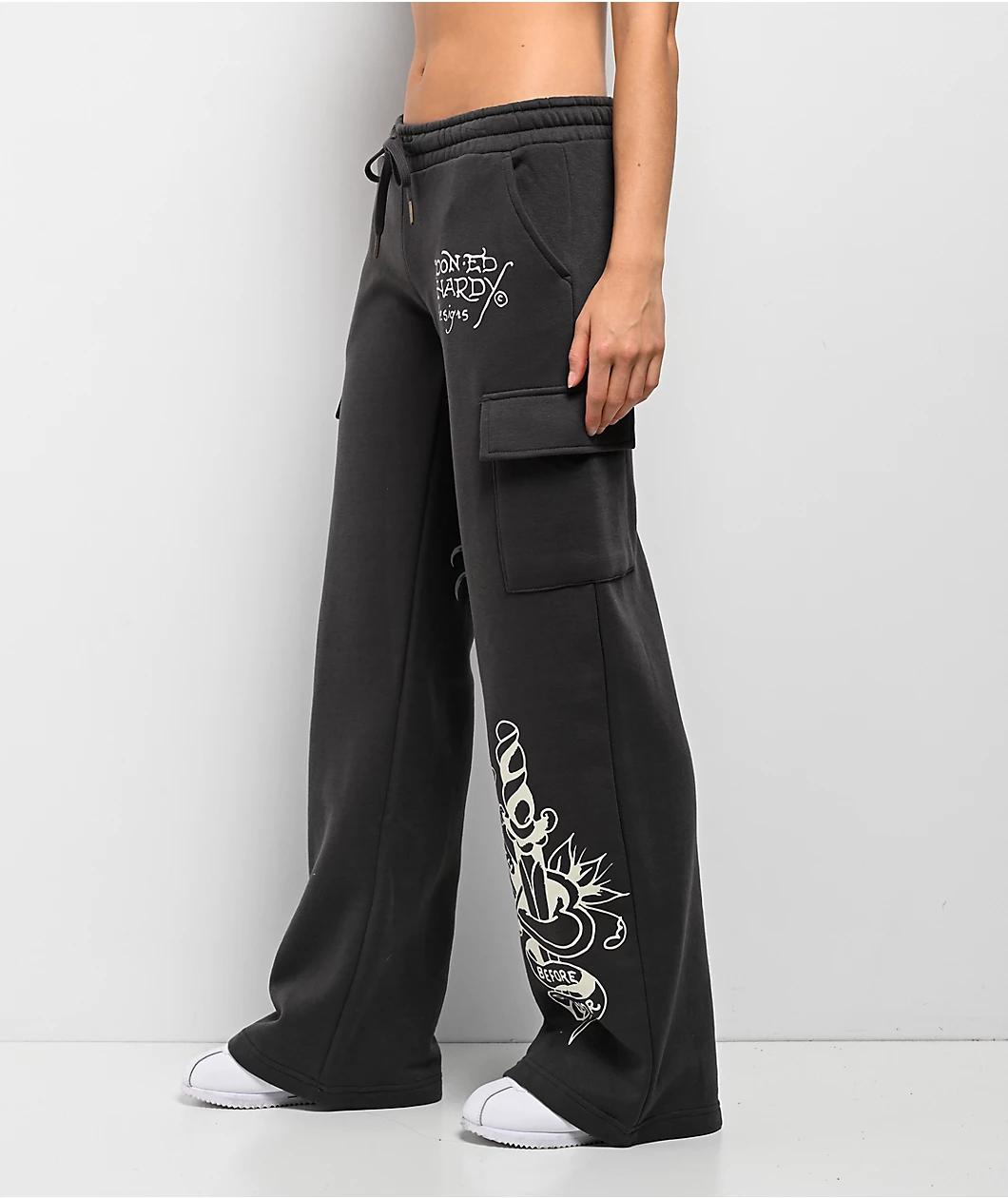 Ed Hardy Panther Charcoal Cargo Sweatpants Product Image