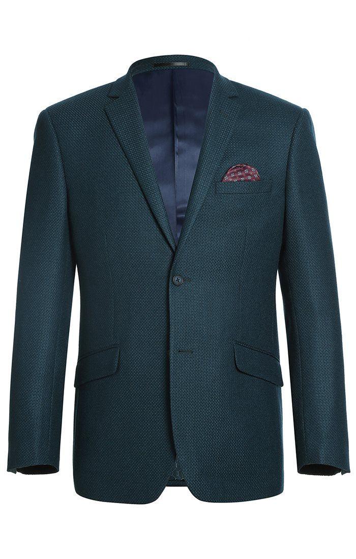 (40 Long) Men's Slim Fit Blazer Wool Blend Sports Jacket in Emerald Green Male Product Image