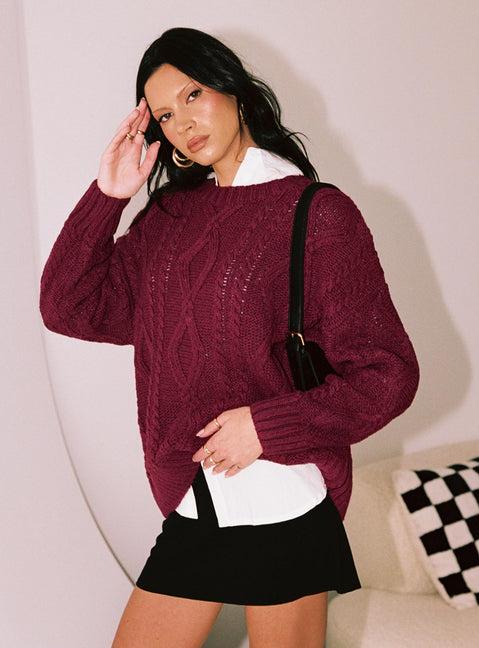 Anaya Oversized Sweater Burgundy Product Image