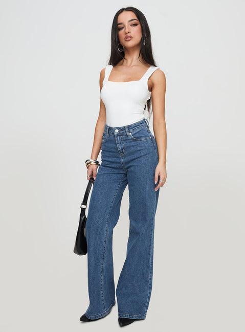 Lucille High Rise Flare Leg Jeans Mid Wash Product Image