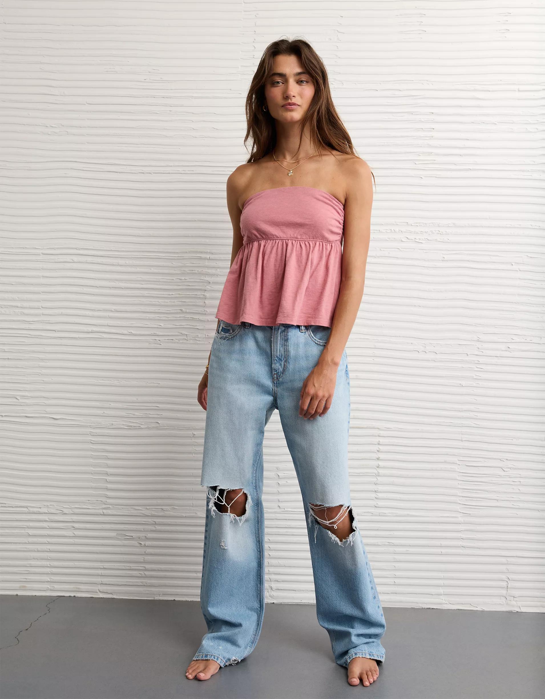 AE Sunchaser Knit Babydoll Tube Top Product Image