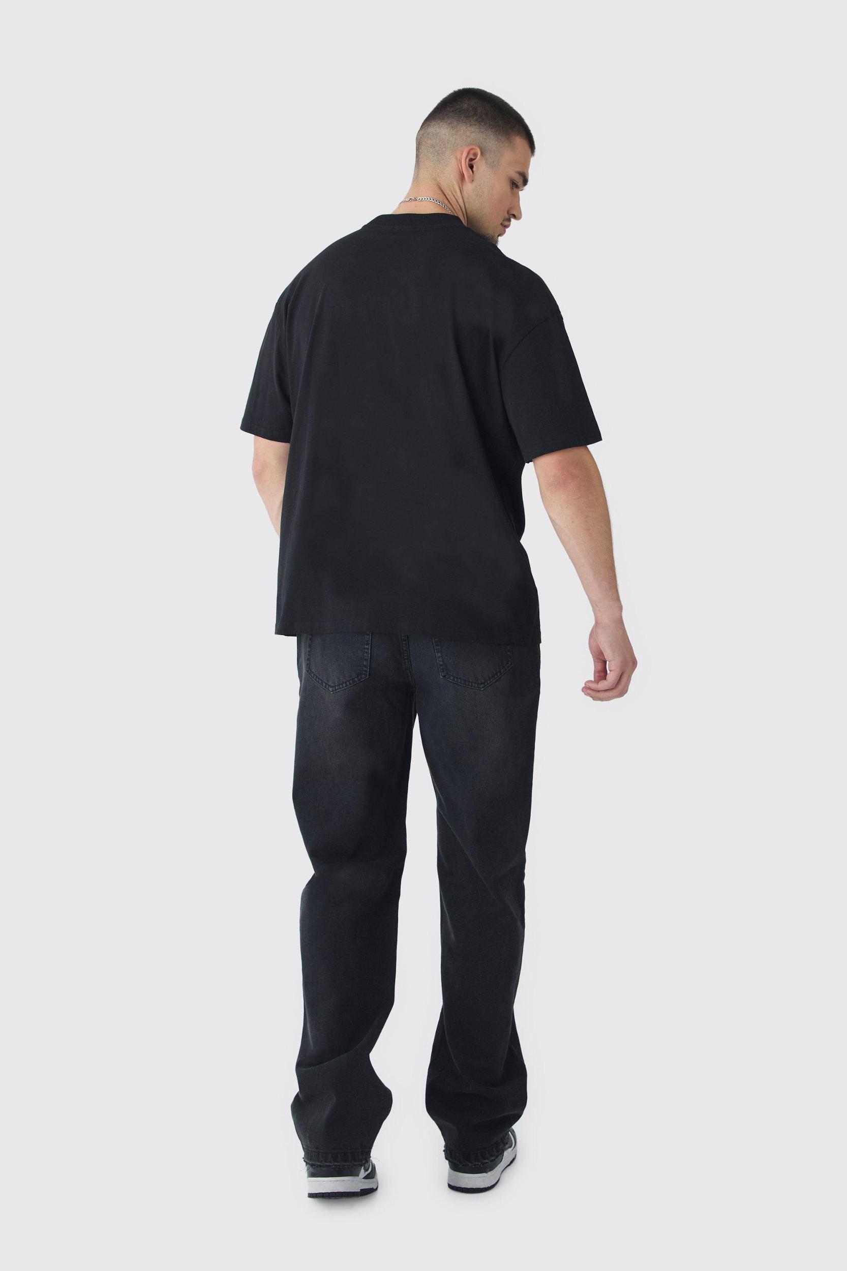 Tall Relaxed Ripped Let Down Hem Jeans With Extended Drawcords | boohooMAN USA Product Image