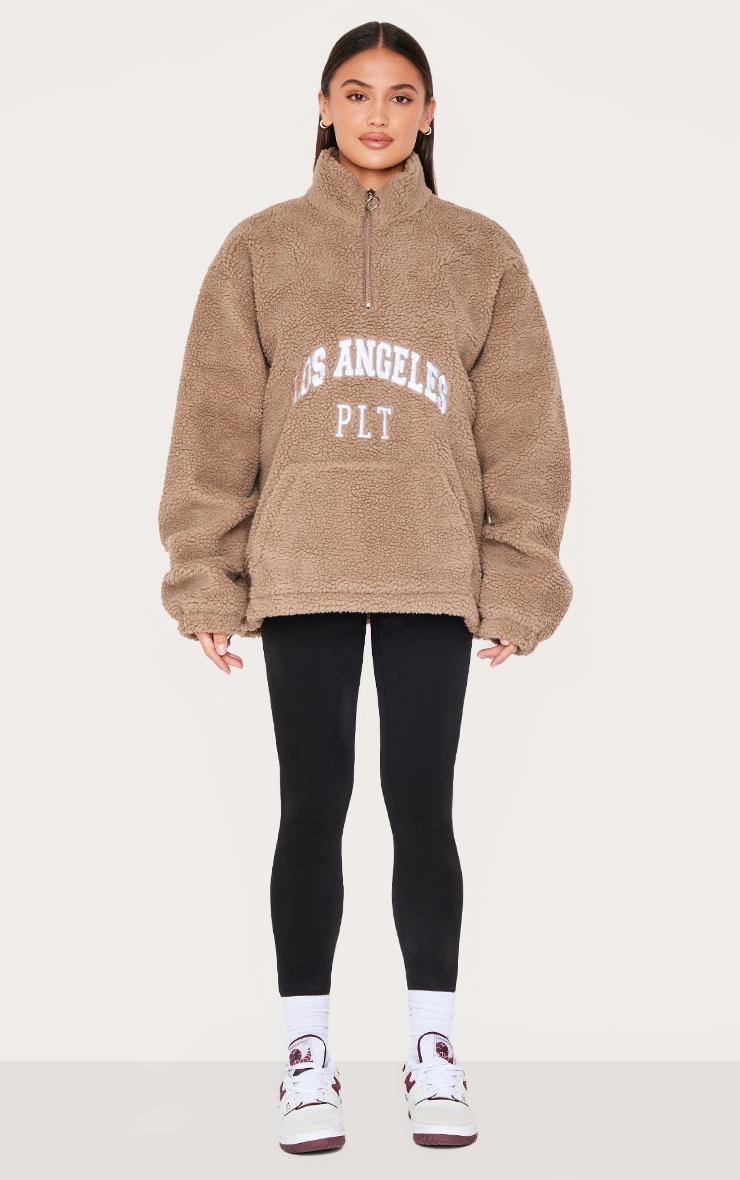 Taupe Quarter Zip Pocket Detail Fleece Product Image