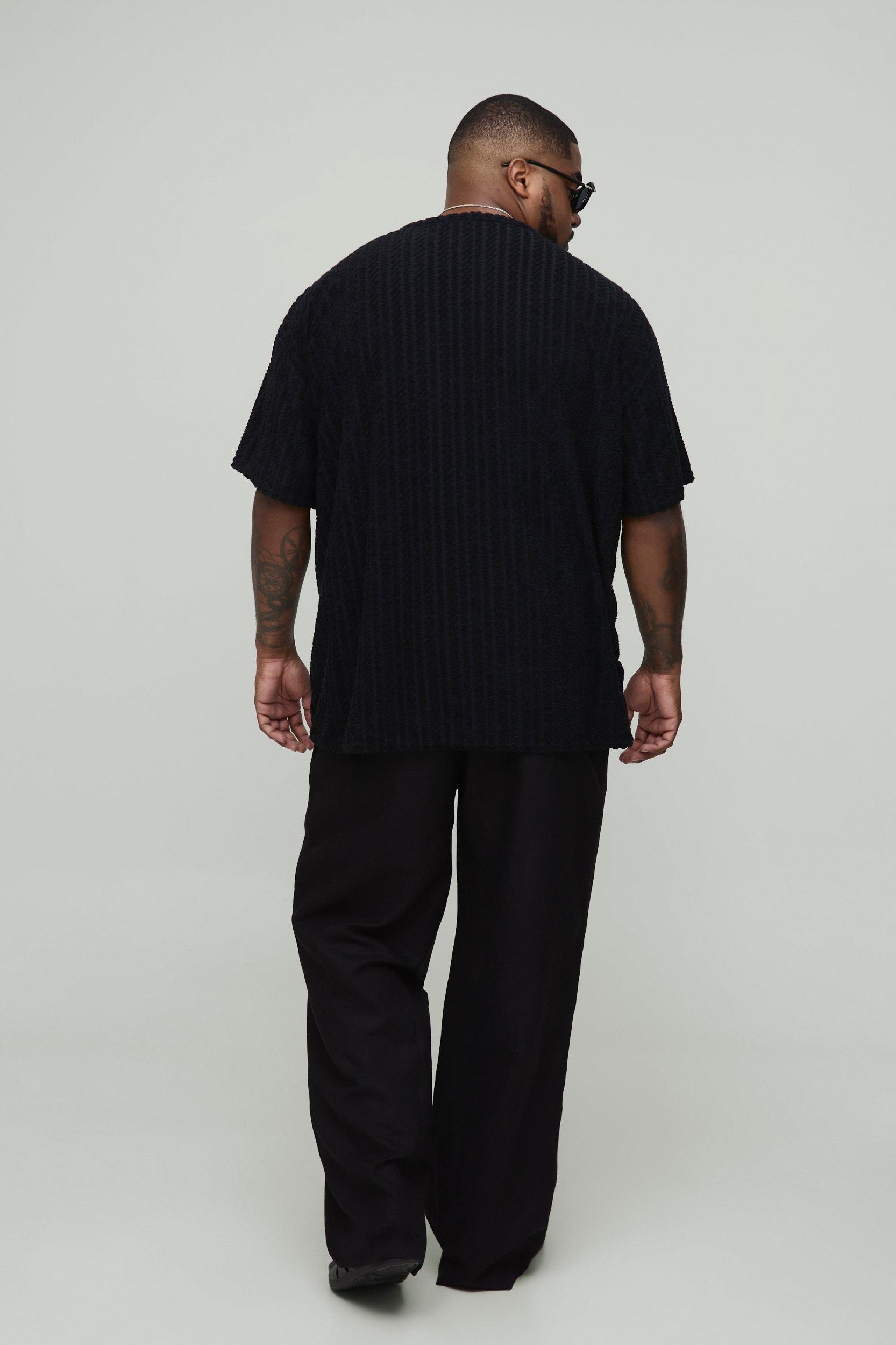 Plus Oversized Towelling Jacquard T-Shirt | boohooMAN USA Product Image