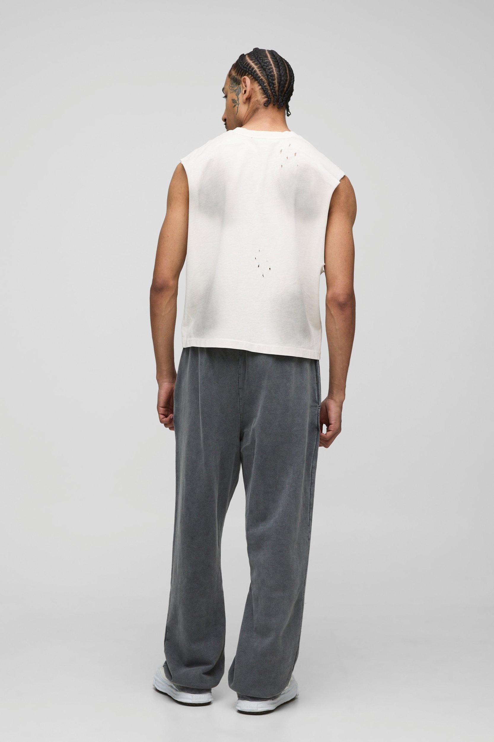 Regular Fit Drop Crotch Seam Wash Sweatpants | boohooMAN USA Product Image