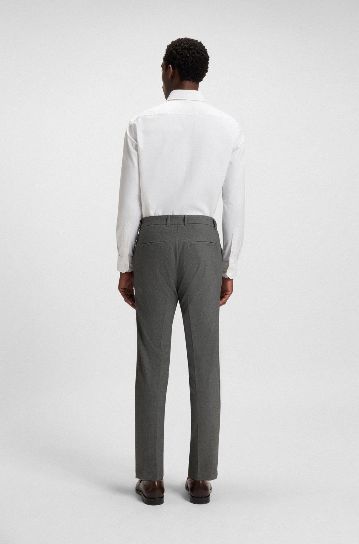 BOSS - Slim-fit trousers in micro-patterned stretch fabric - Grey Product Image