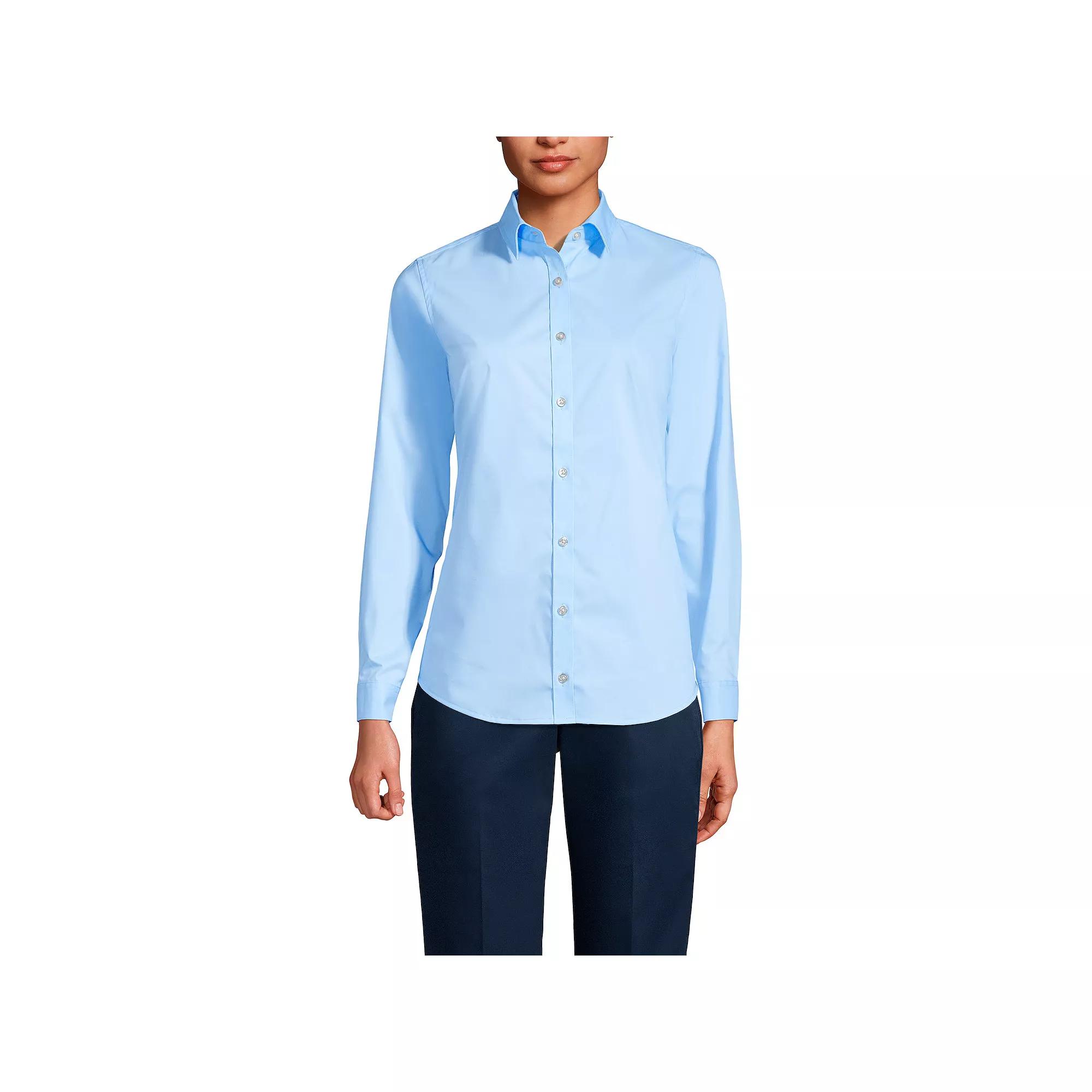 Women's Lands' End School Uniform No Gape® Long Sleeve Collared Stretch Shirt,  Product Image