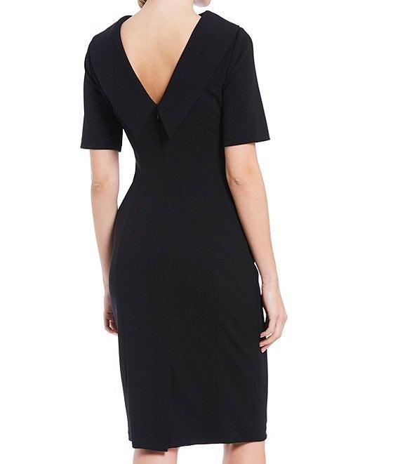 Adrianna Papell V-Back Foldover Collar Short Sleeve Sheath Dress Product Image