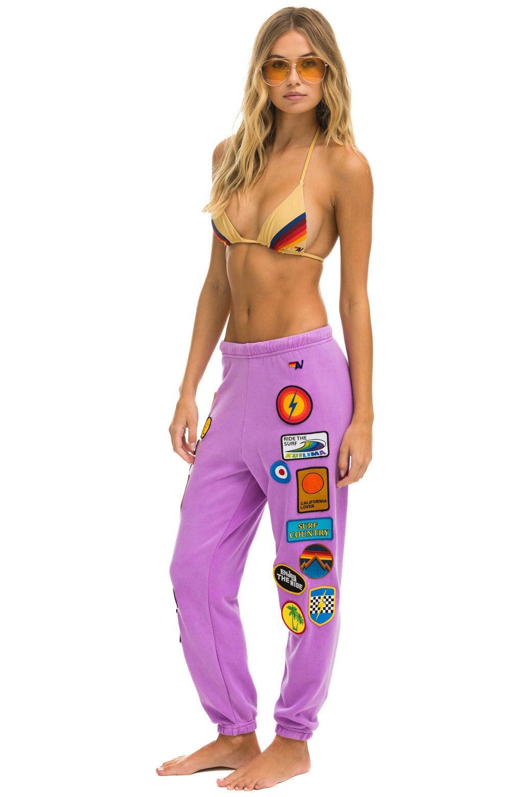 VINTAGE PATCH SWEATPANTS - NEON PURPLE Female Product Image