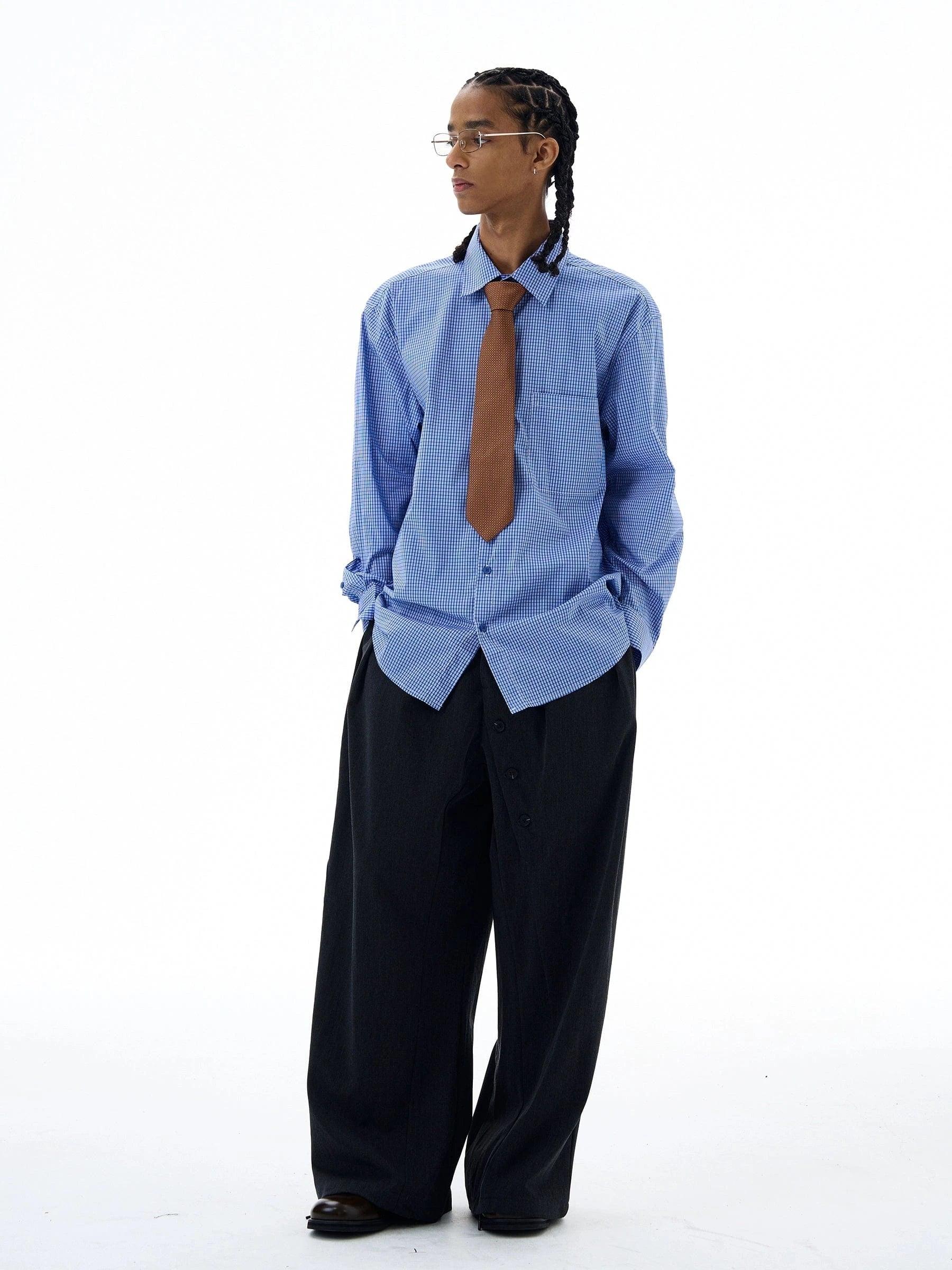 RT No. 19528 BLUE PLAID BUTTON-UP SHIRT Product Image