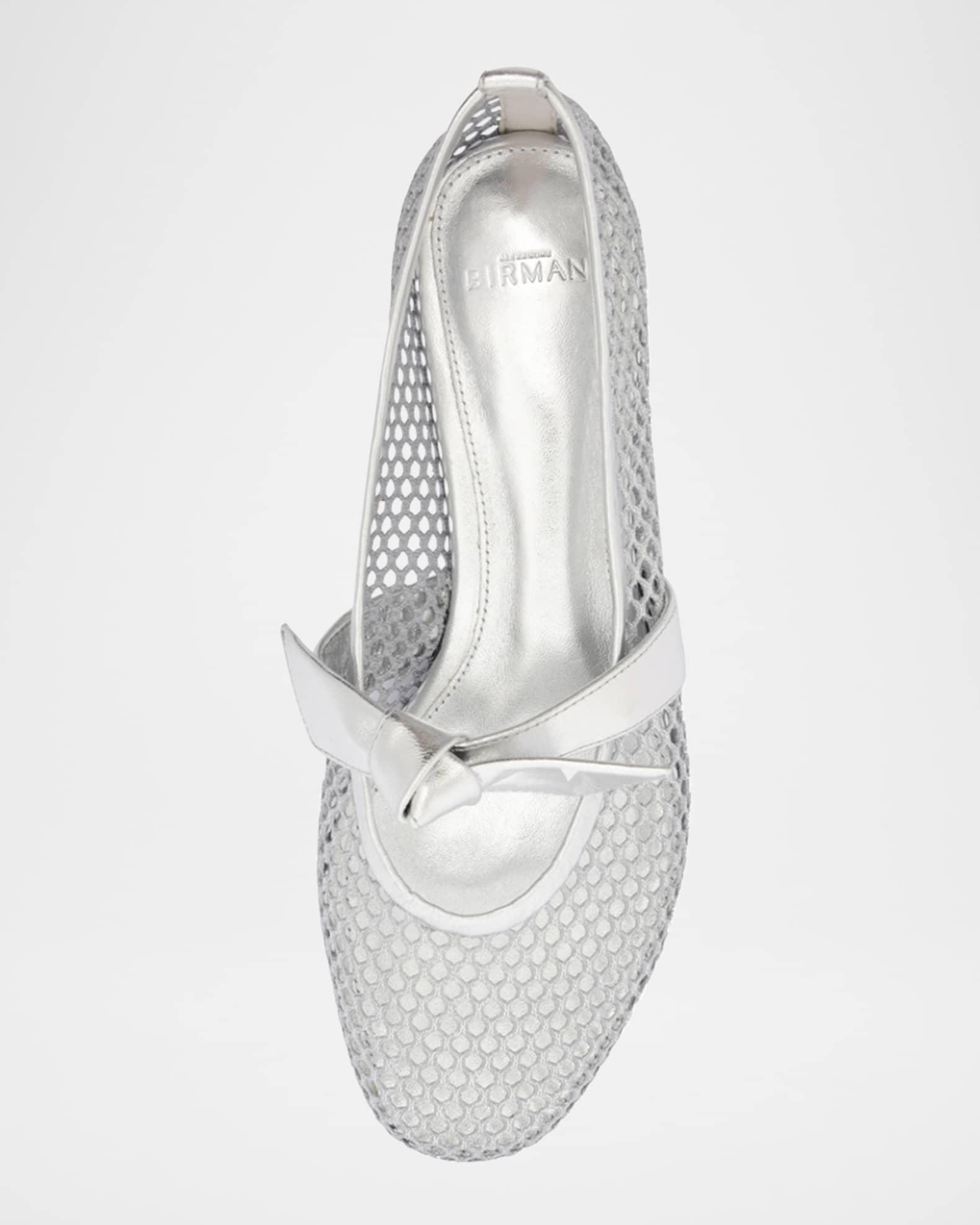 Clarita Metallic Bow Fishnet Ballerina Flats Product Image