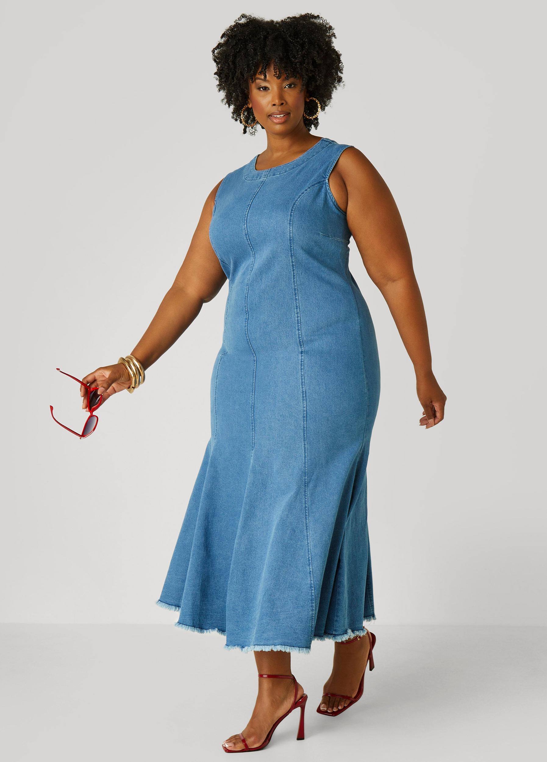 Flounced Denim Bodycon Dress Product Image