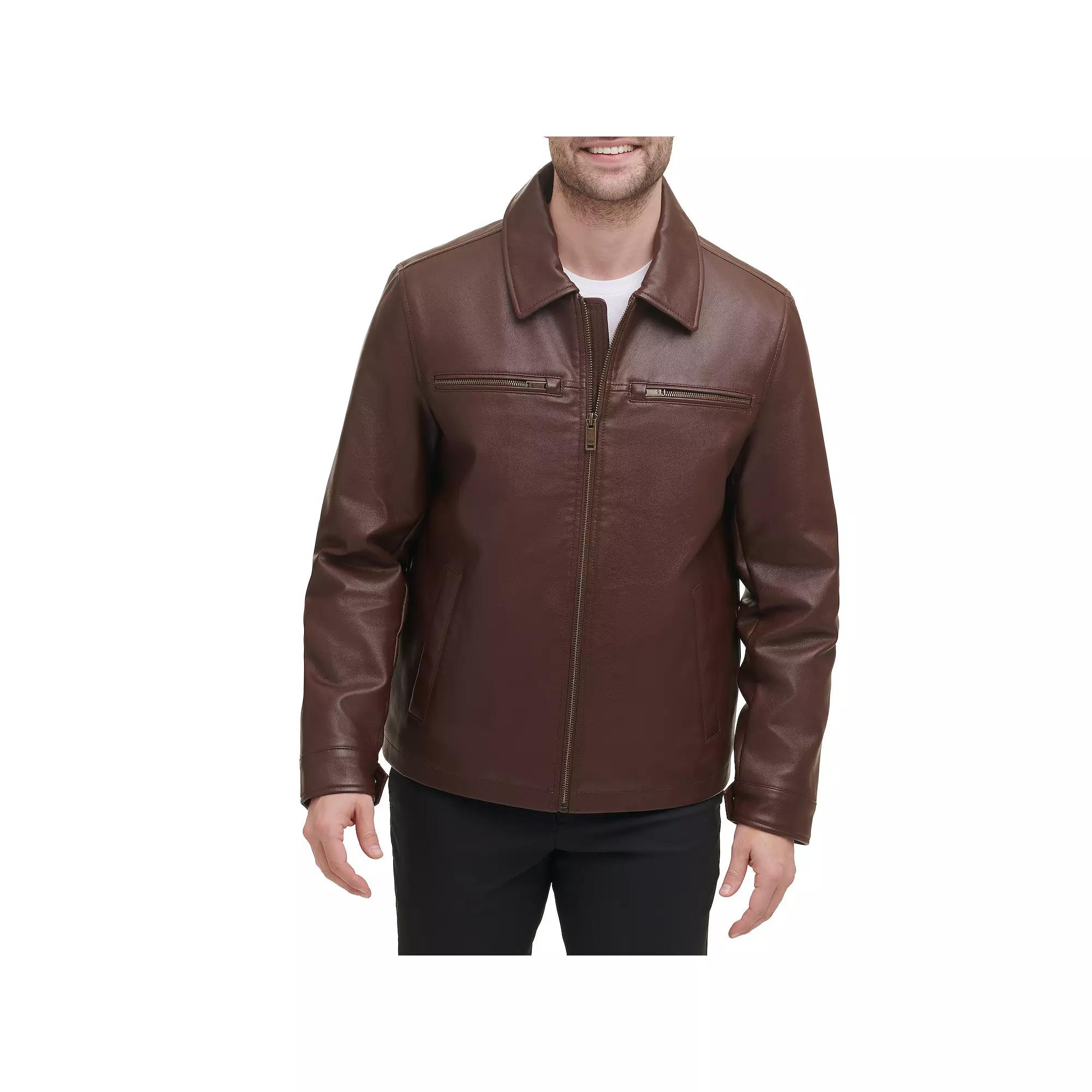 Men's Dockers Faux Leather Jacket, Size: Large, Brown Product Image