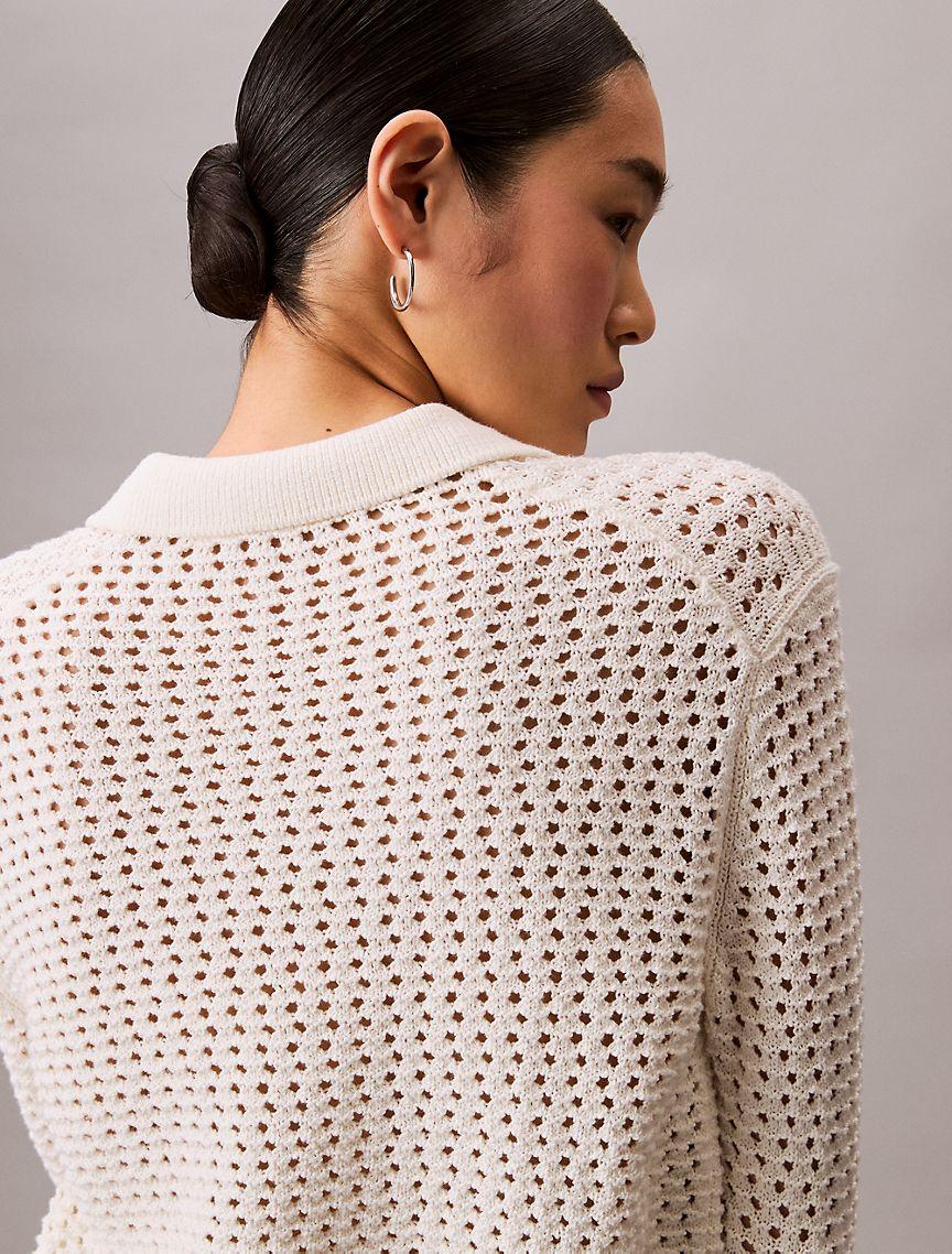 Open Stitch Polo Sweater Product Image