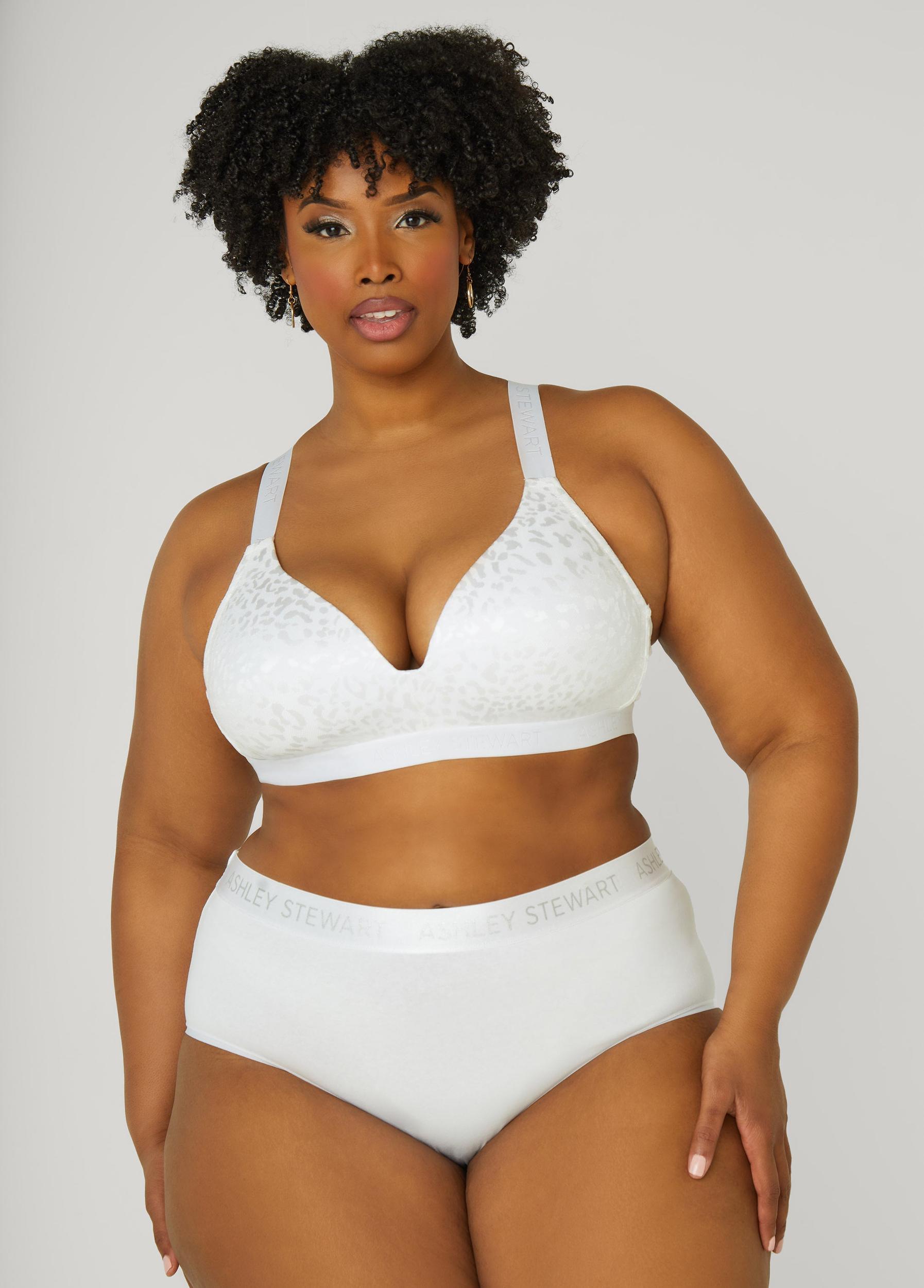 Plus Size Wireless Leopard Jacquard Bra Ashley Stewart Product Image