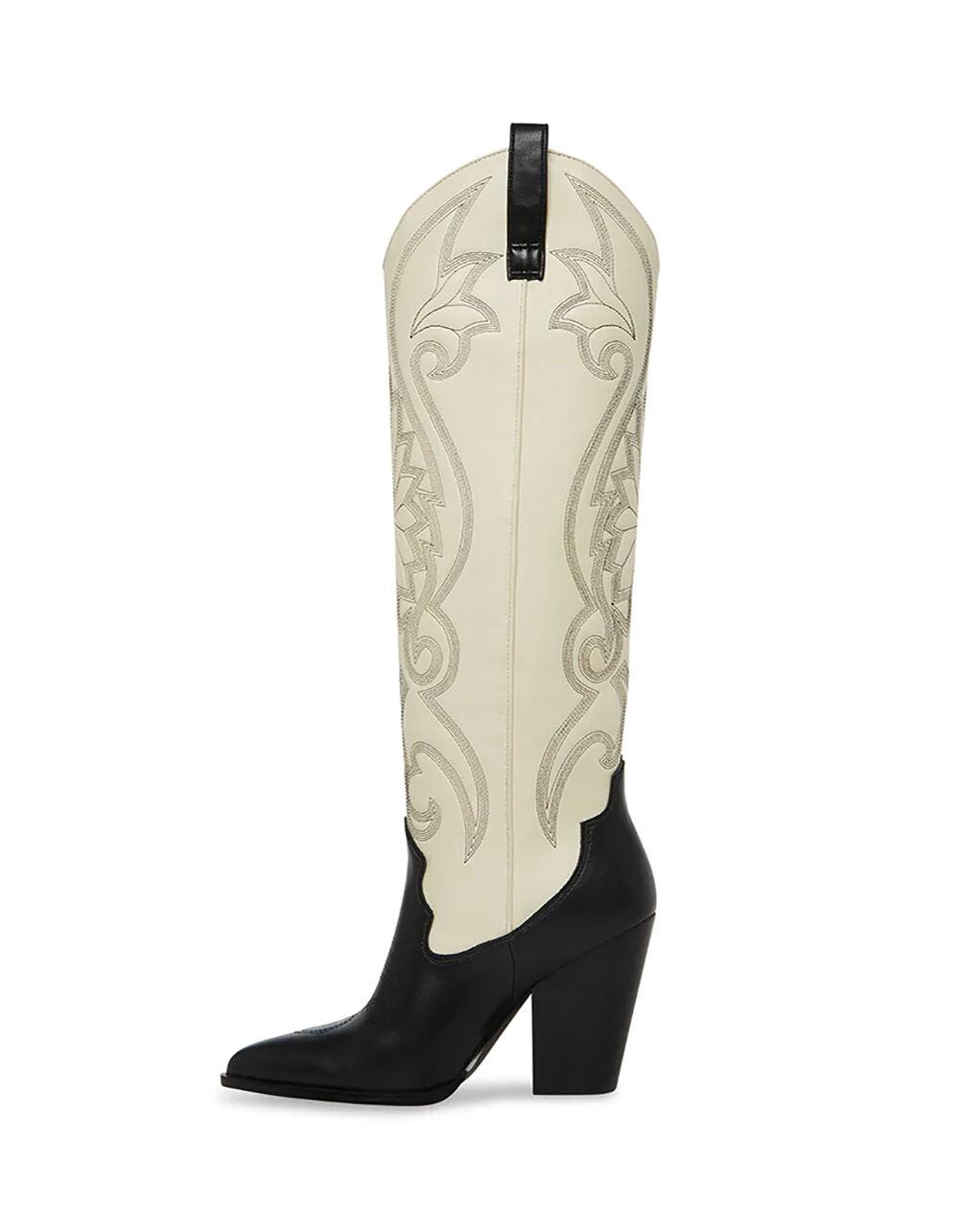 STEVE MADDEN Lasso Womens Tall Western Boots - BLK/WHT Product Image