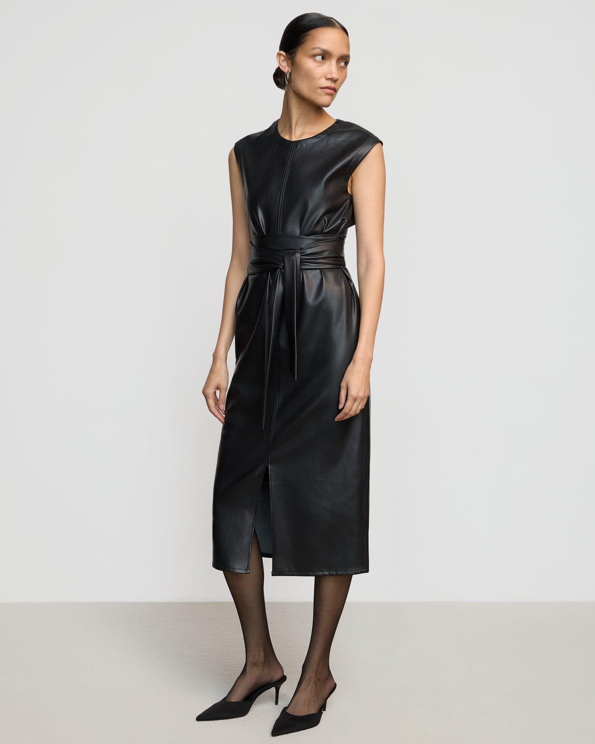 Pilar Vegan Leather Tie-Front Dress Product Image