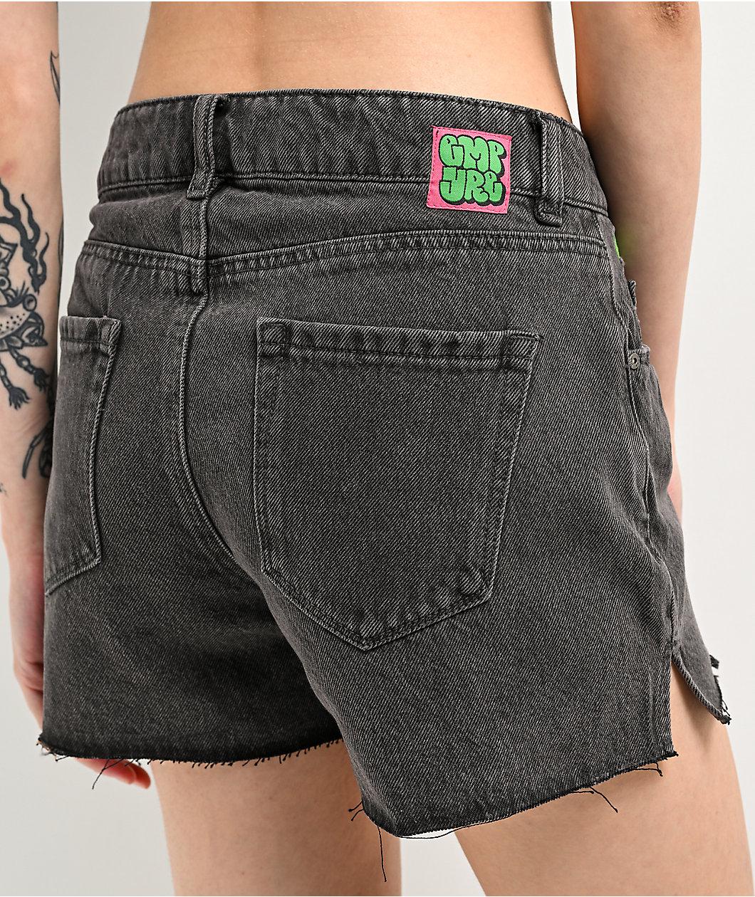 Empyre Kick Back Loose Fit Black Cutoff Shorts Product Image