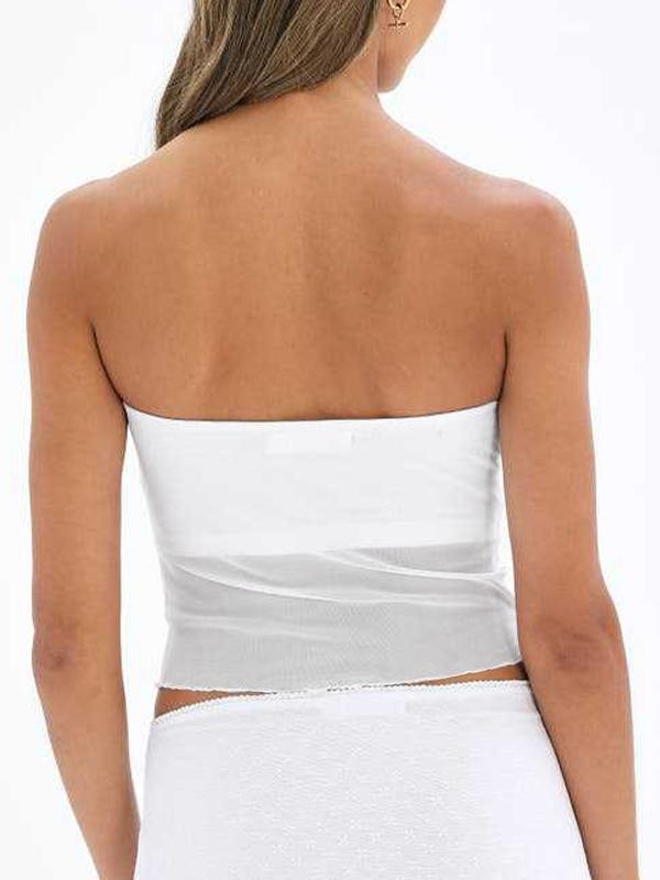 Plain Mesh Slim Fit Bandeau Top Product Image