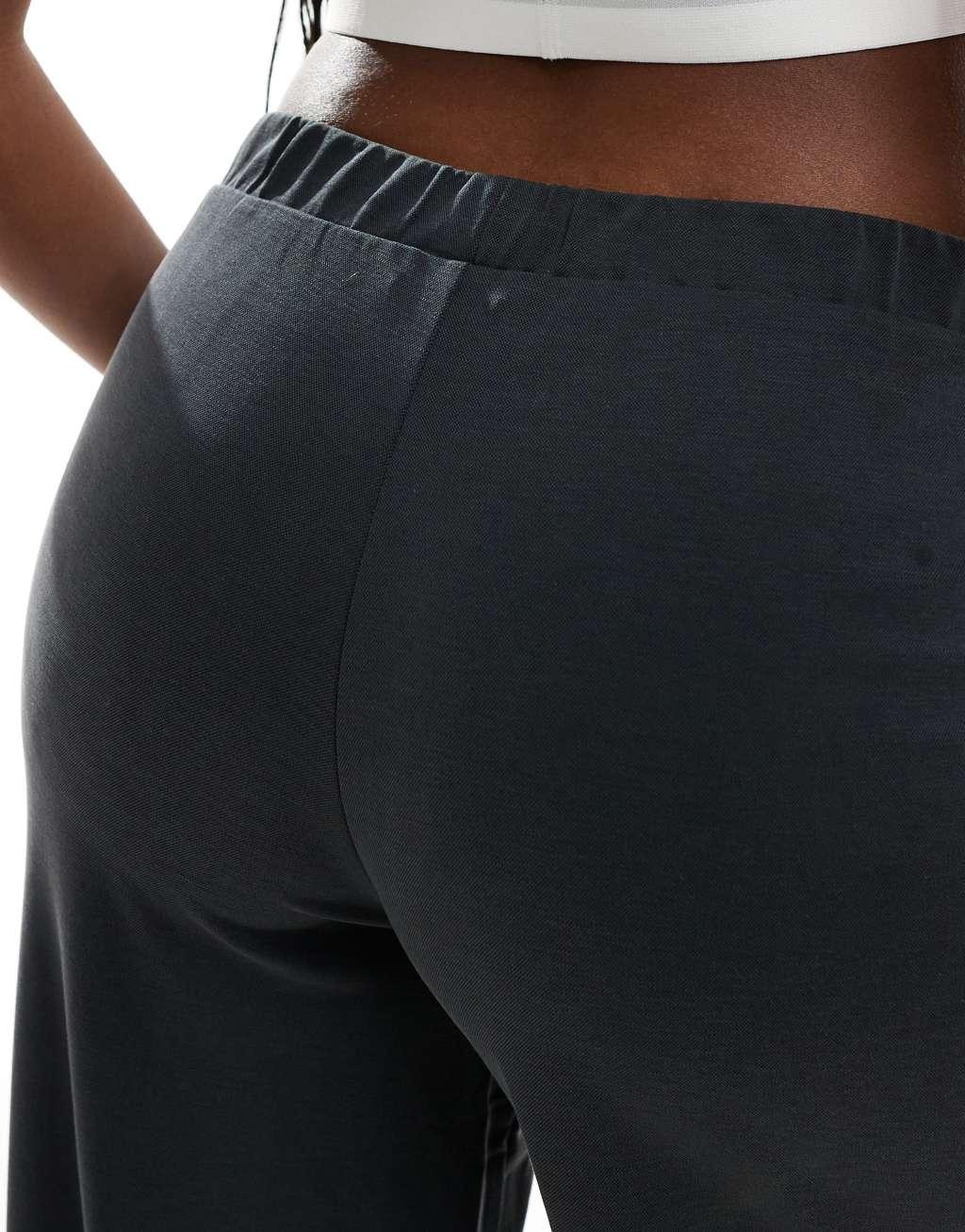 Monki straight leg casual soft pants in black  Product Image