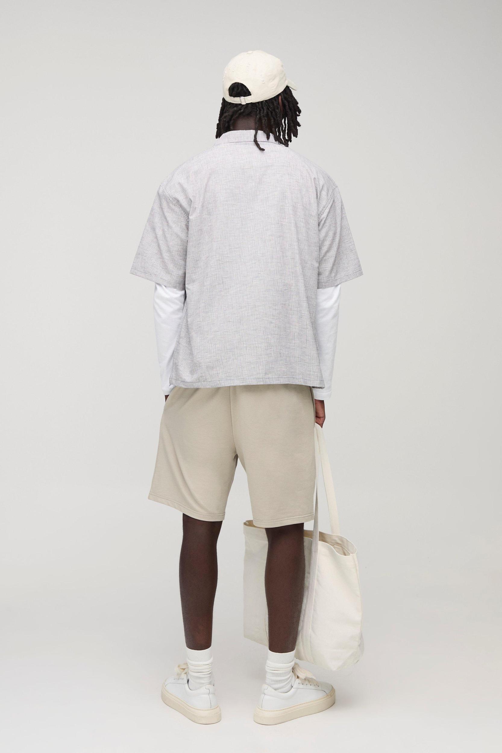 Oversized Micro Plaid Double Pocket Revere Shirt | boohooMAN USA Product Image