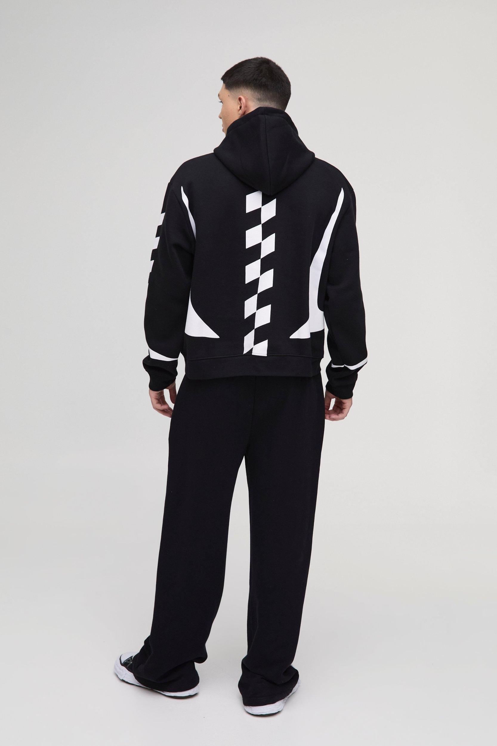 Oversized Boxy Moto Racing Hoodie | boohooMAN USA Product Image