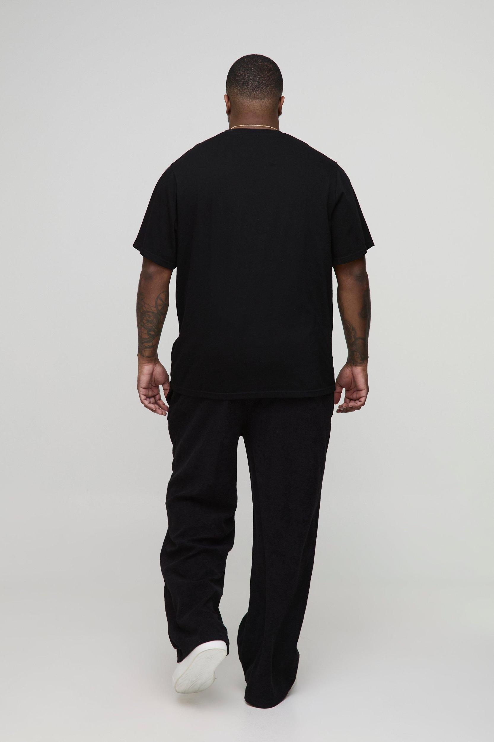 Plus Relaxed Fit Premium Towelling Sweatpants | boohooMAN USA Product Image