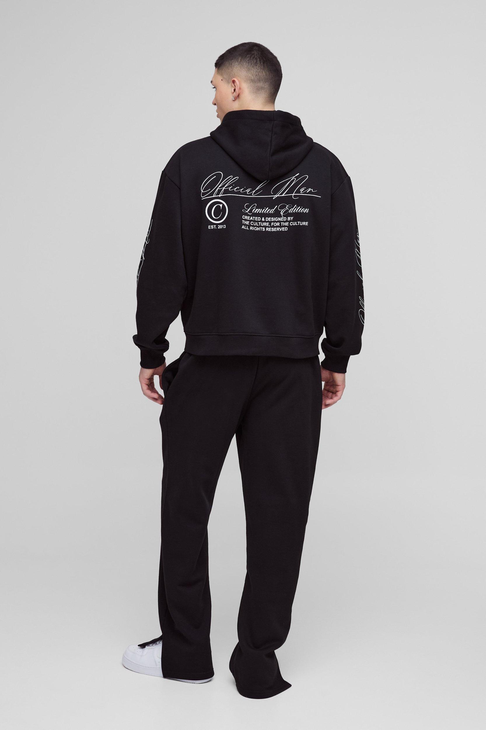 Oversized Boxy Official Man Zip Hooded Tracksuit | boohooMAN USA Product Image