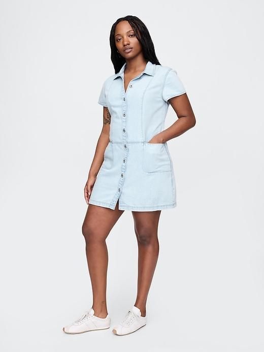 UltraSoft Denim Mini Shift Dress Product Image