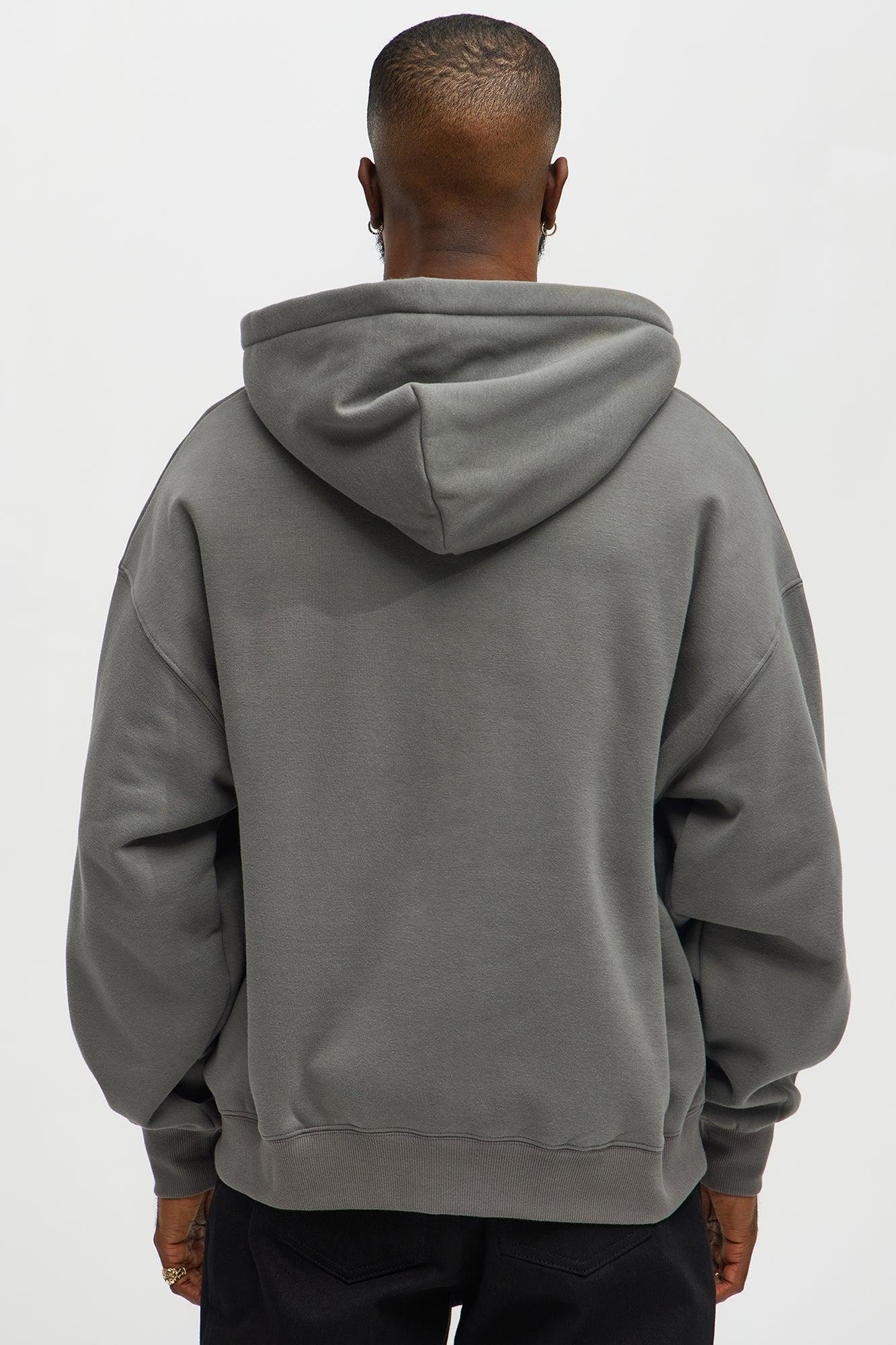 Tyson Oversized Heavyweight Quarter Zip Hoodie - Charcoal Male Product Image