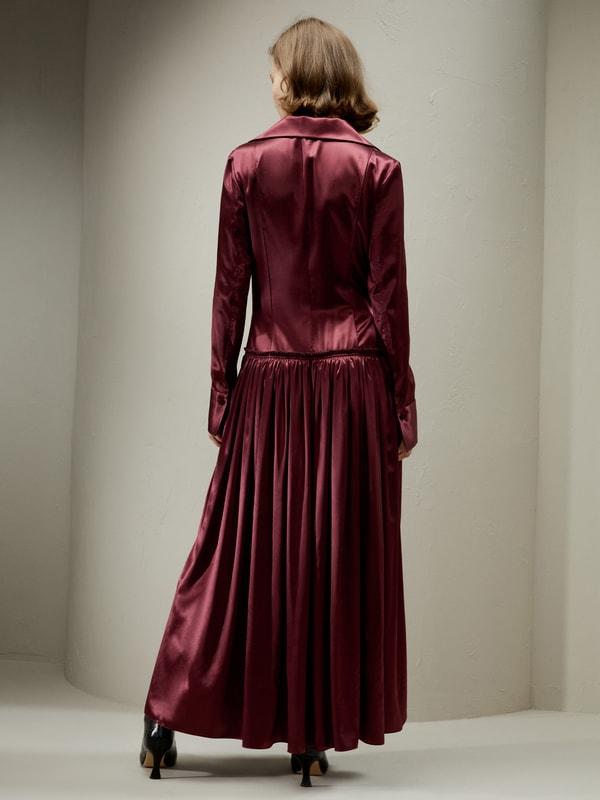 Villemajou Pleated Silk Maxi Shirt Dress Product Image