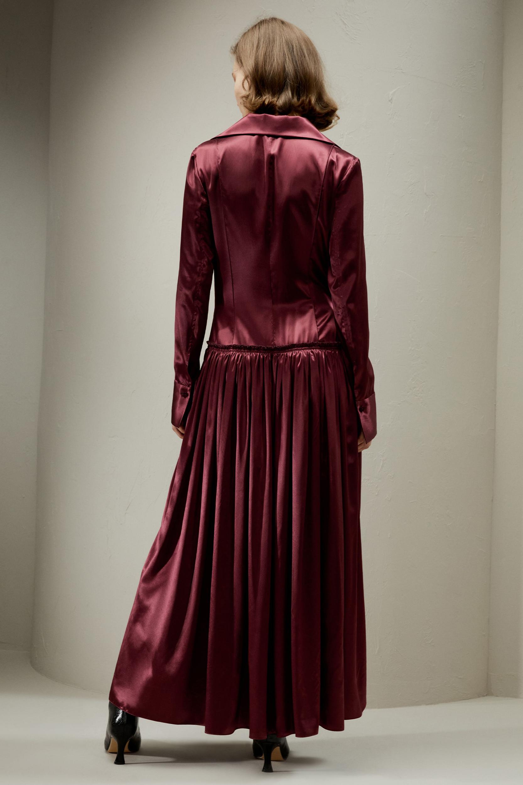 Villemajou Pleated Silk Maxi Shirt Dress Product Image