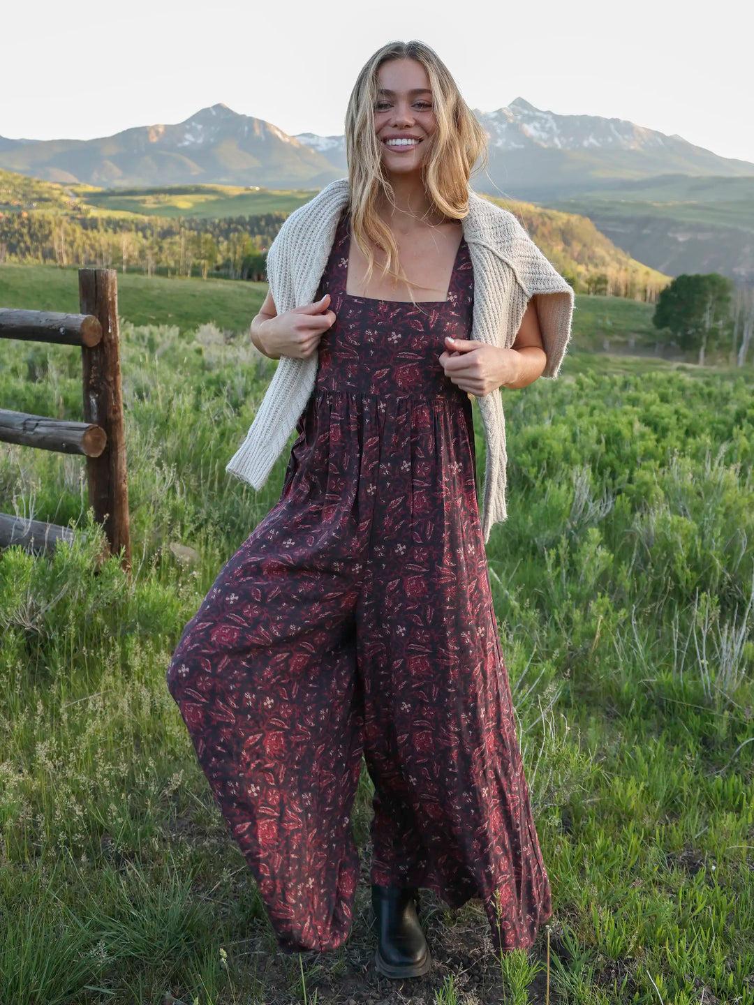 Tricia Jumpsuit - Brown Rust Floral Product Image