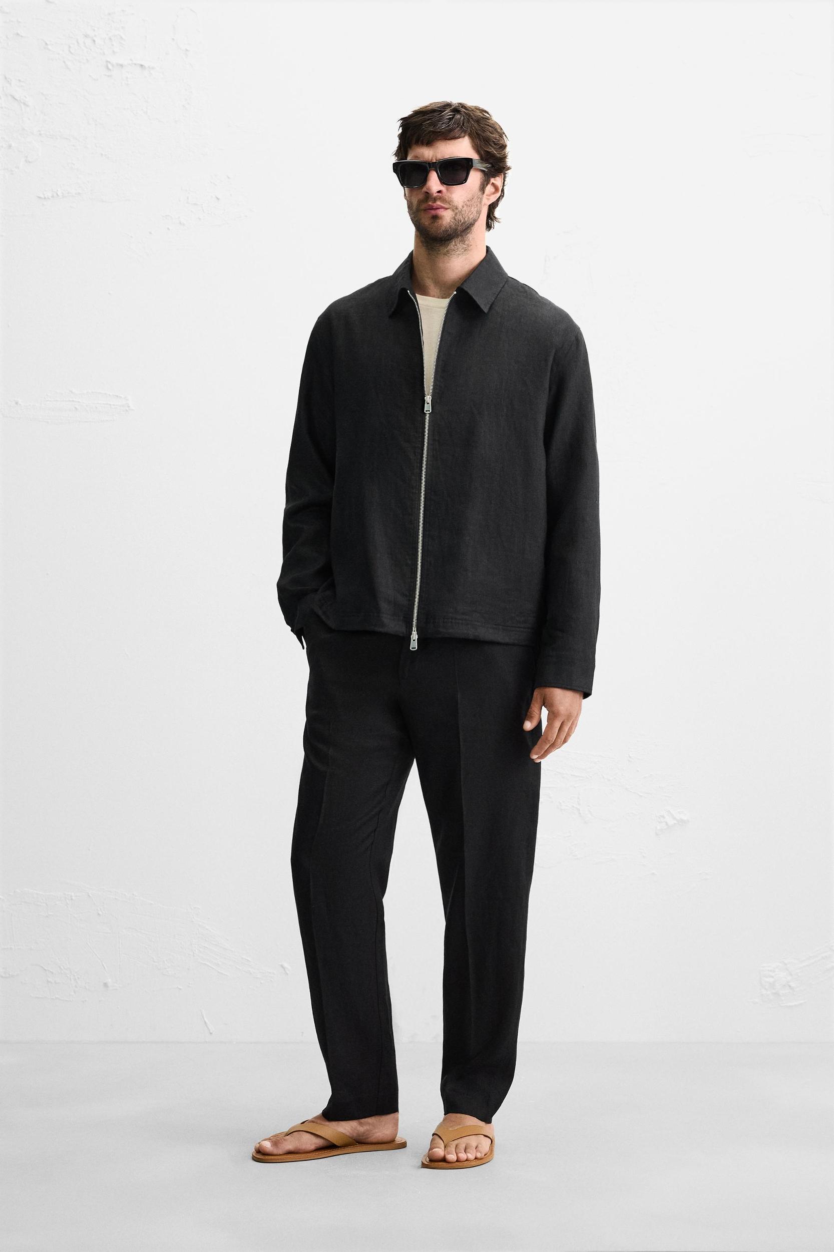 100% LINEN OVERSHIRT Product Image