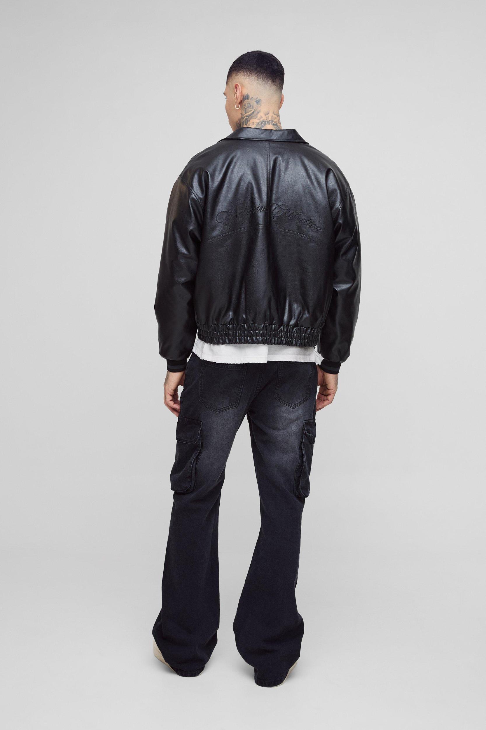 Tall Relaxed Rigid Flare Cargo Jeans | boohooMAN USA Product Image