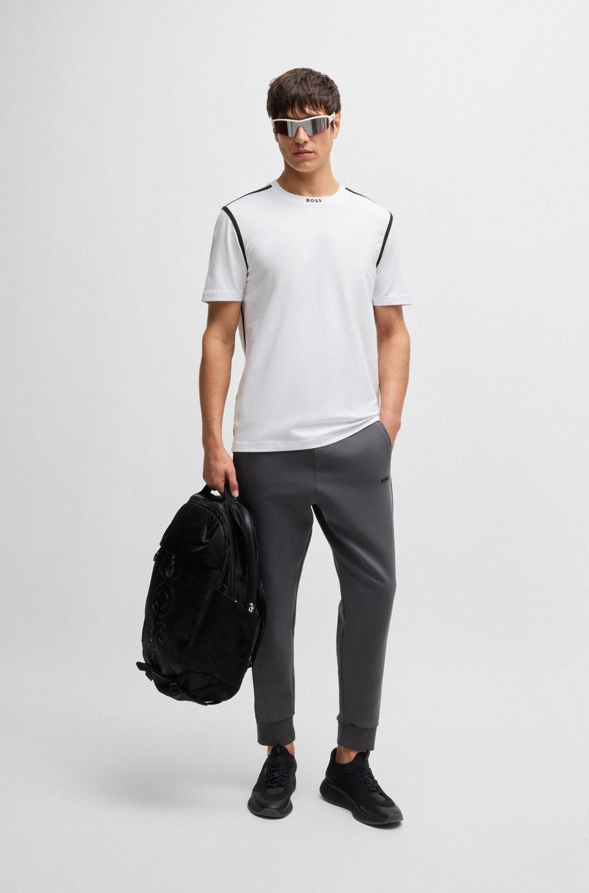 Stretch-cotton T-shirt with tape trims Product Image