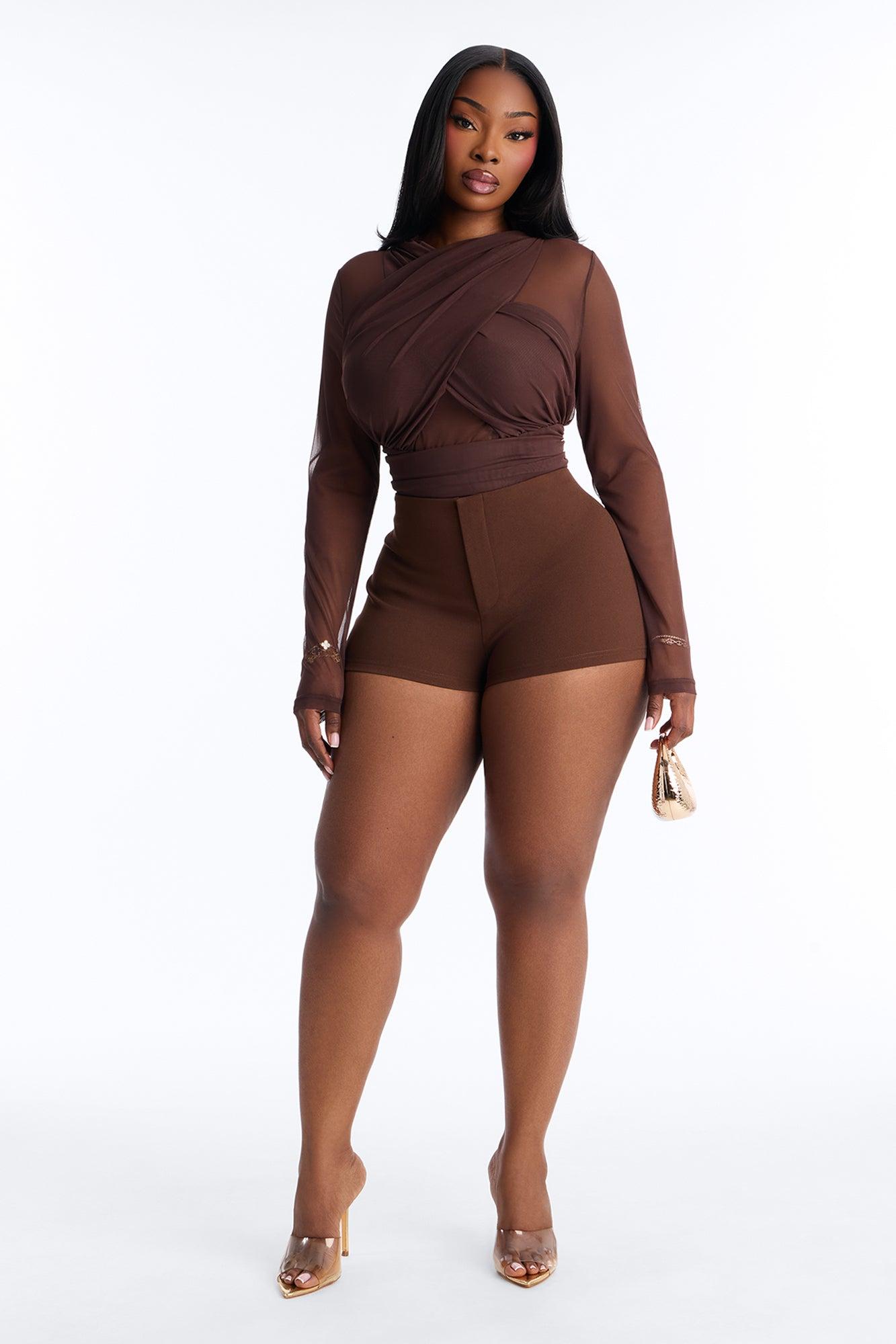 Out Of Office Low Rise Micro Short - Chocolate Female Product Image
