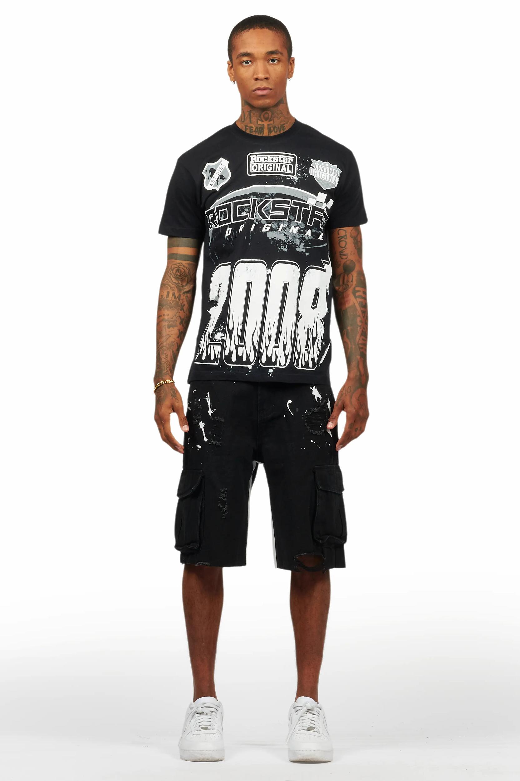 Amos Black T-Shirt/Denim Short Set Male Product Image