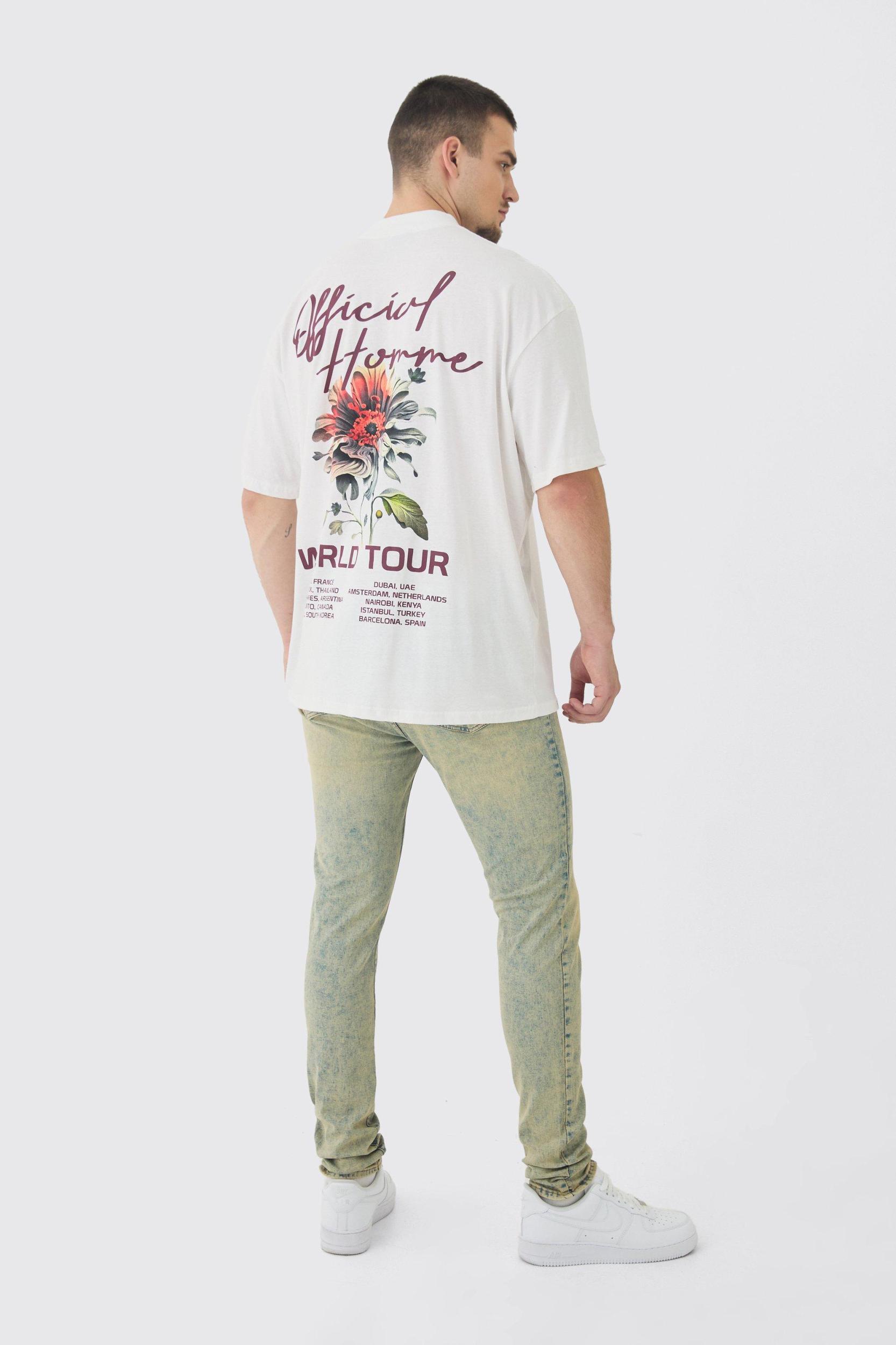 Tall Skinny Stretch Tinted Jeans Bleach Wash | boohooMAN USA Product Image