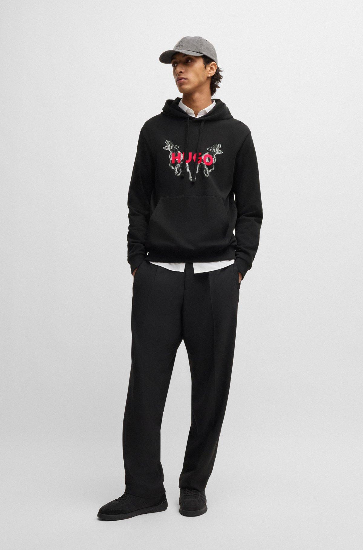 Cotton-terry hoodie with animal graphic prints Product Image