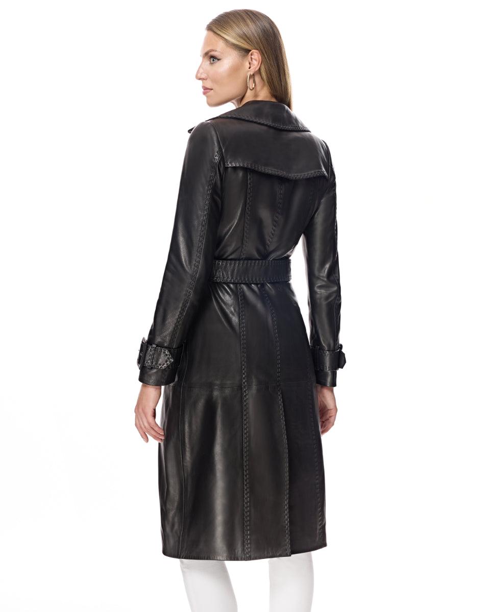 Leather Belted Trench Coat Product Image