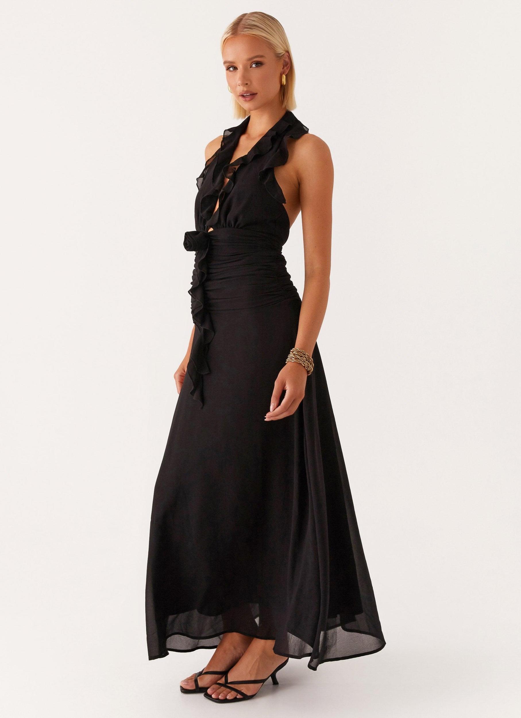 What You Need Frill Maxi Dress - Black Product Image