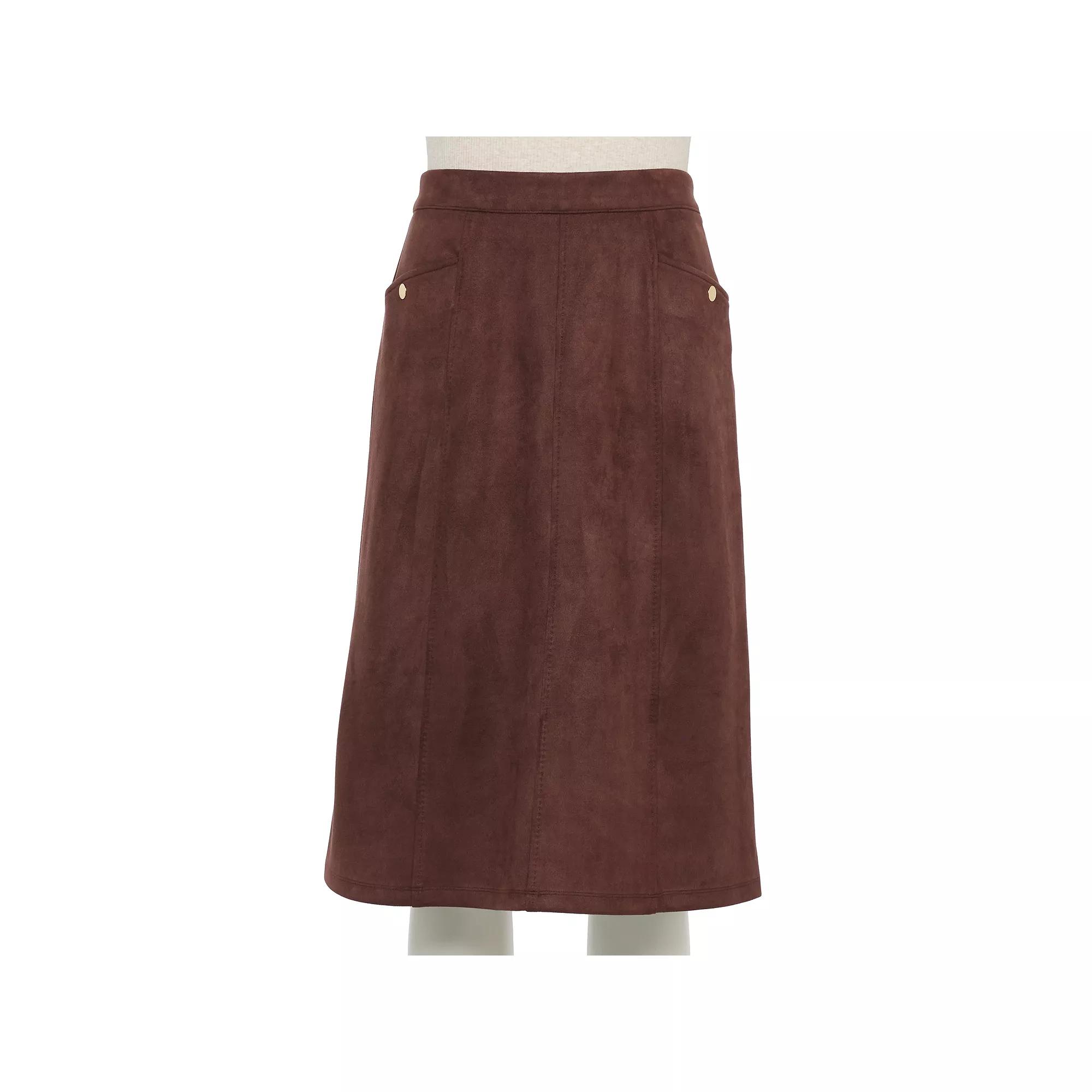 Women's Croft & Barrow® Suede Midi Skirt, Size: XS, Brown Product Image