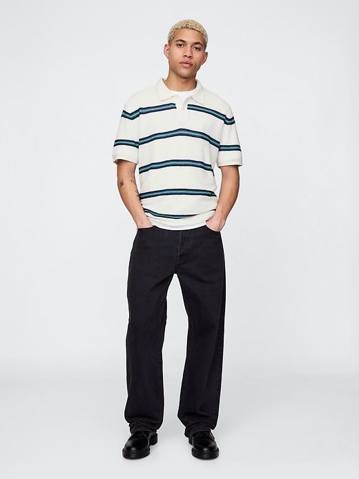 Textured Crochet Polo Shirt Product Image