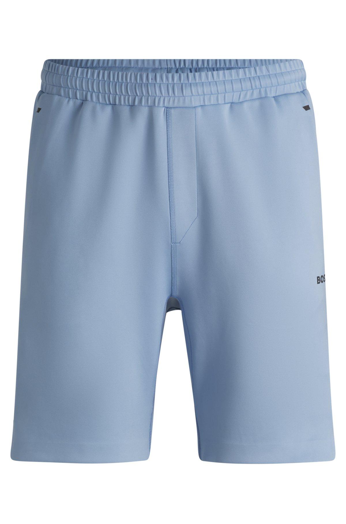 BOSS - Active stretch shorts with decorative reflective details - Light Blue Product Image