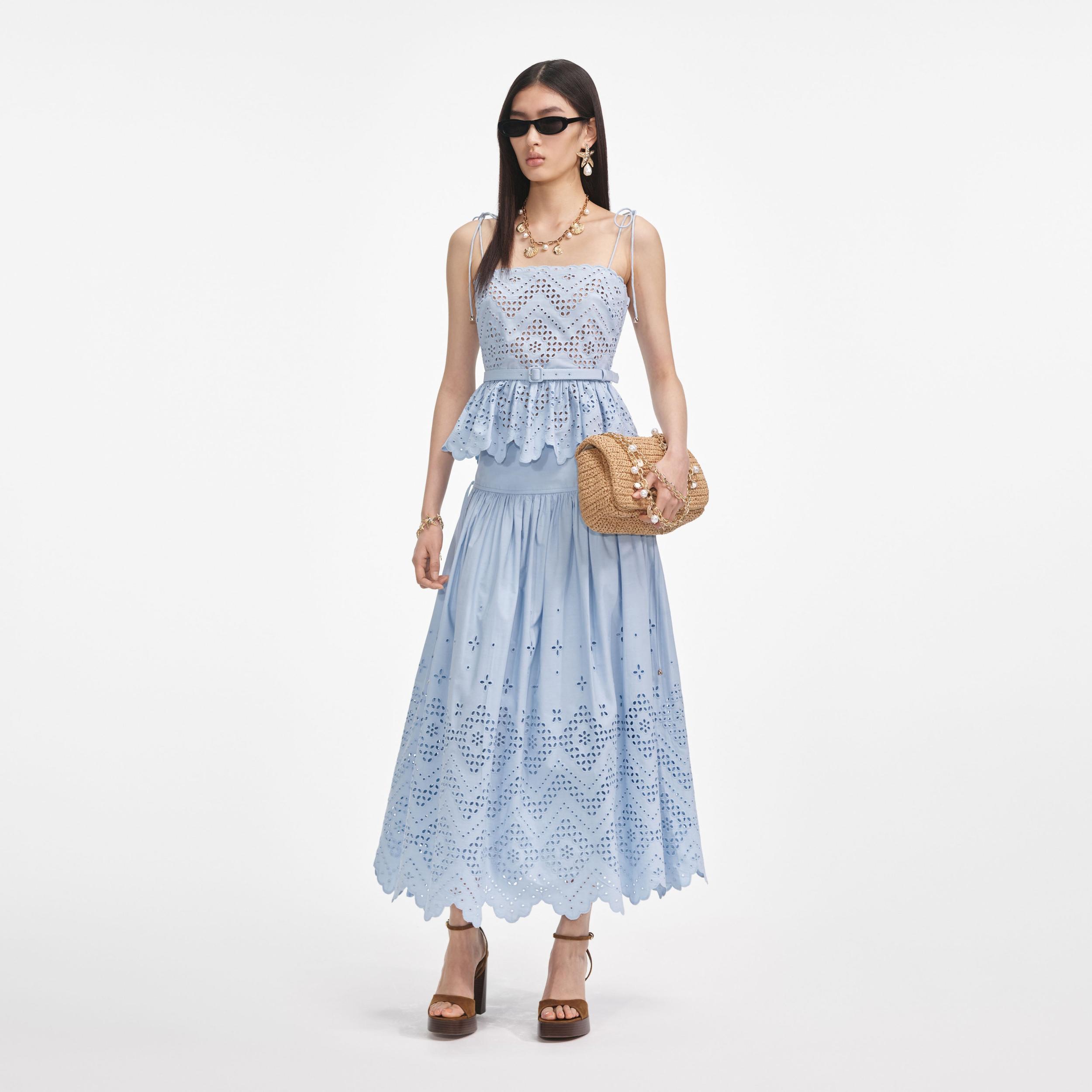 Blue Cotton Broderie Top Product Image