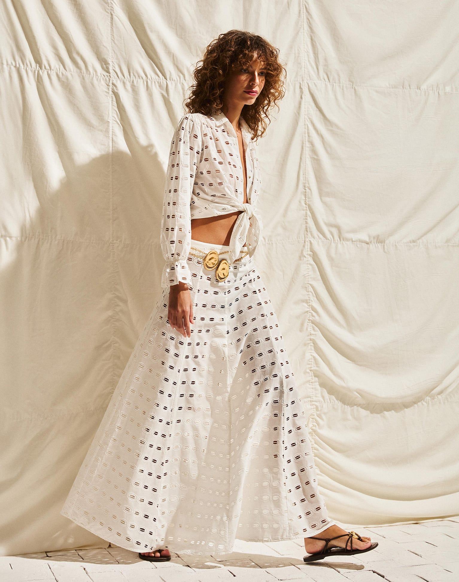 Eyelet Bea Maxi Skirt - Off White Product Image