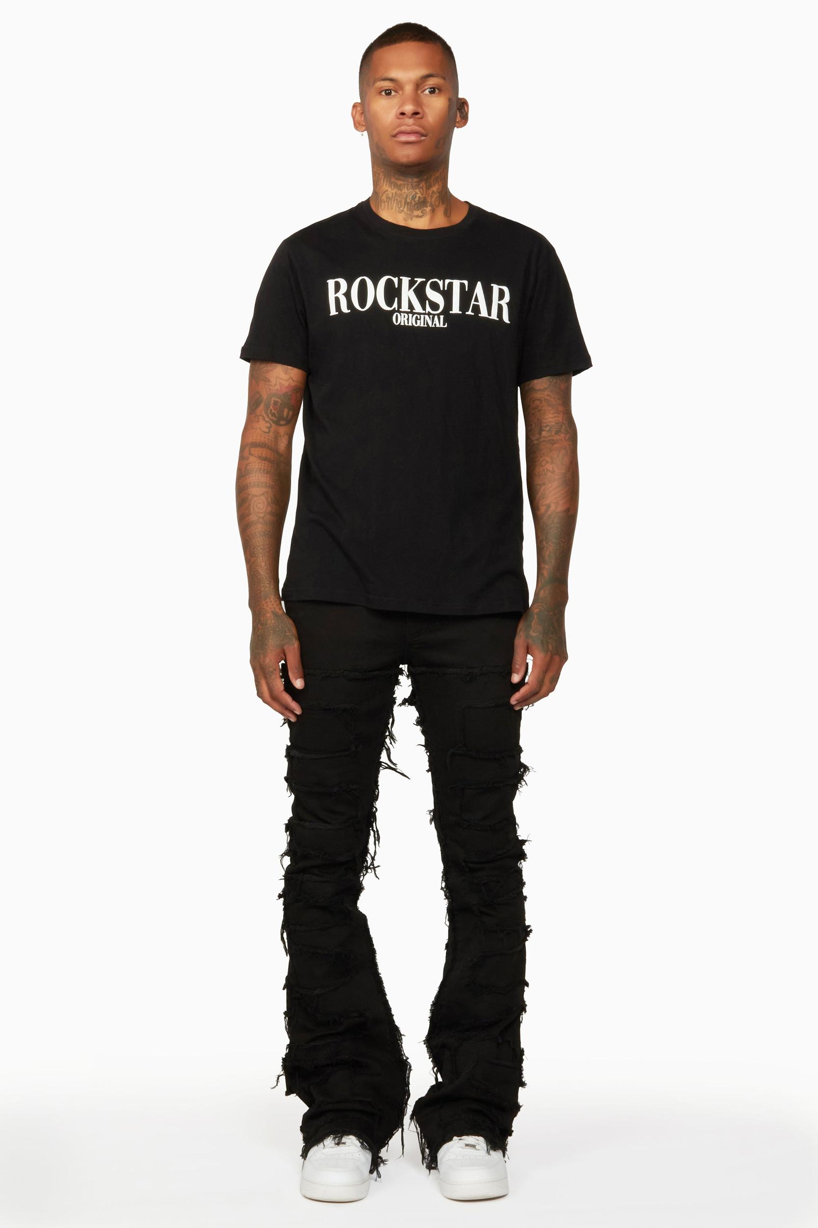 Shake Black Stacked Flare Jean Male Product Image