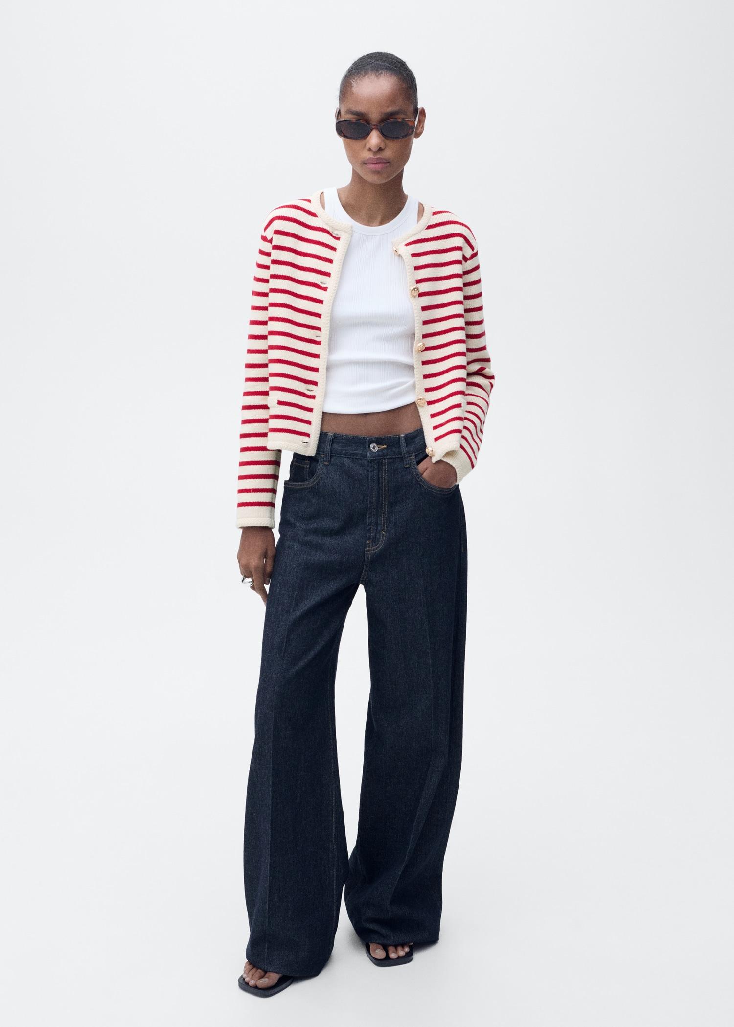 Stripped knit cardigan - Women | MANGO USA Product Image