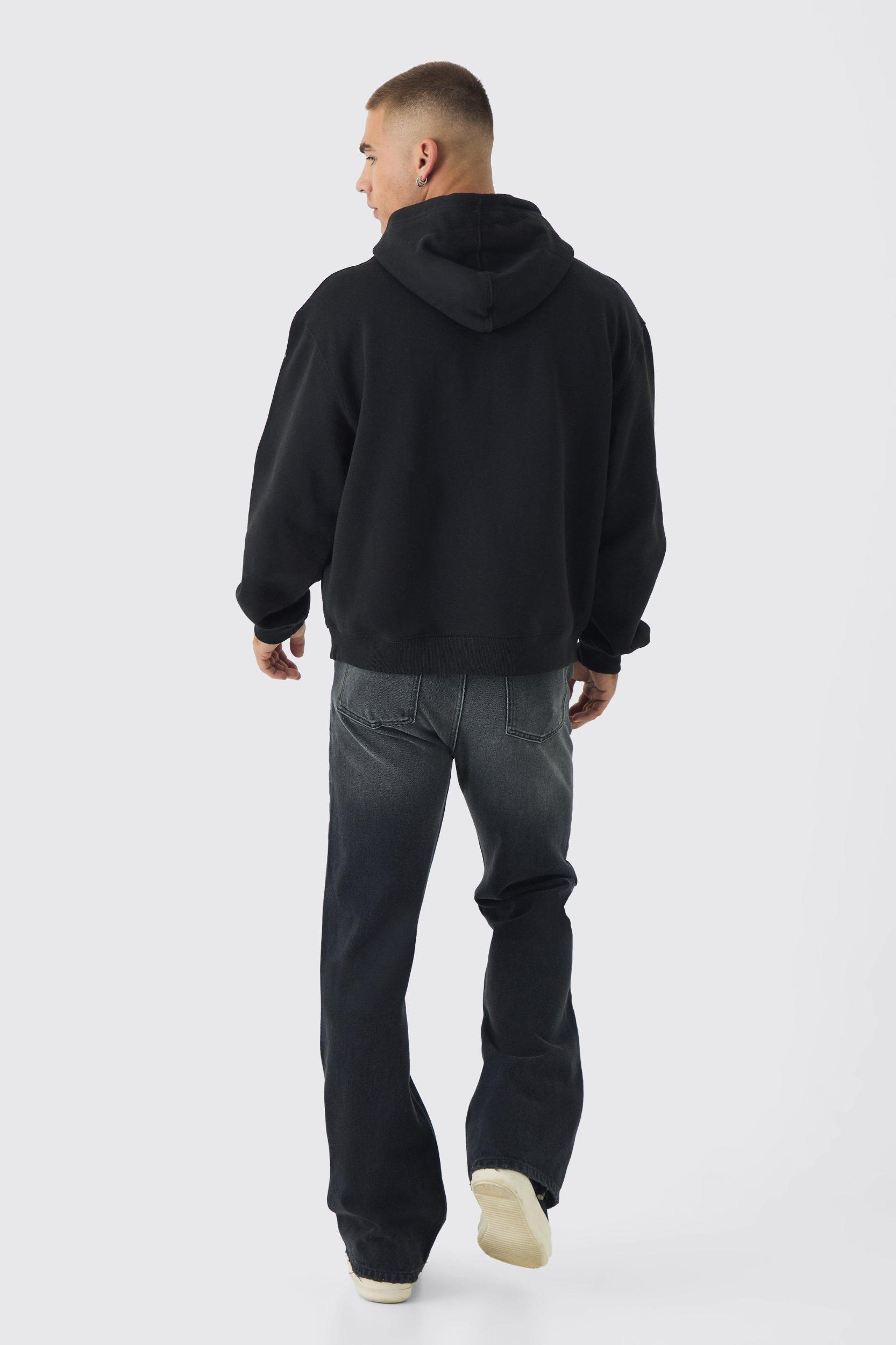 Oversized Boxy Gothic Cross Embroidery Hoodie | boohooMAN USA Product Image